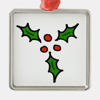 Adorno Metálico Doodle del acebo del navidad
