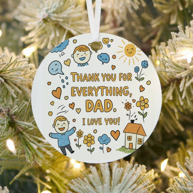 Adorno Metálico Doodle Love for Dad Print -"Gracias papá" (in situ)