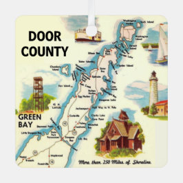 Adorno Metálico Door County Postcard Map Ornament