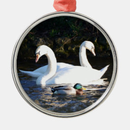 Adorno Metálico Dos cisnes y un pato