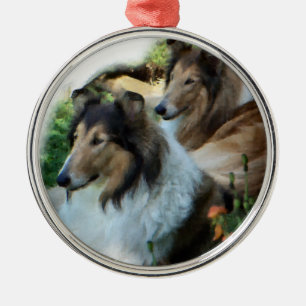 Adorno Metálico Dos collies ásperos del Sable