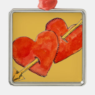 Adorno Metálico Dos corazones - flecha 2011