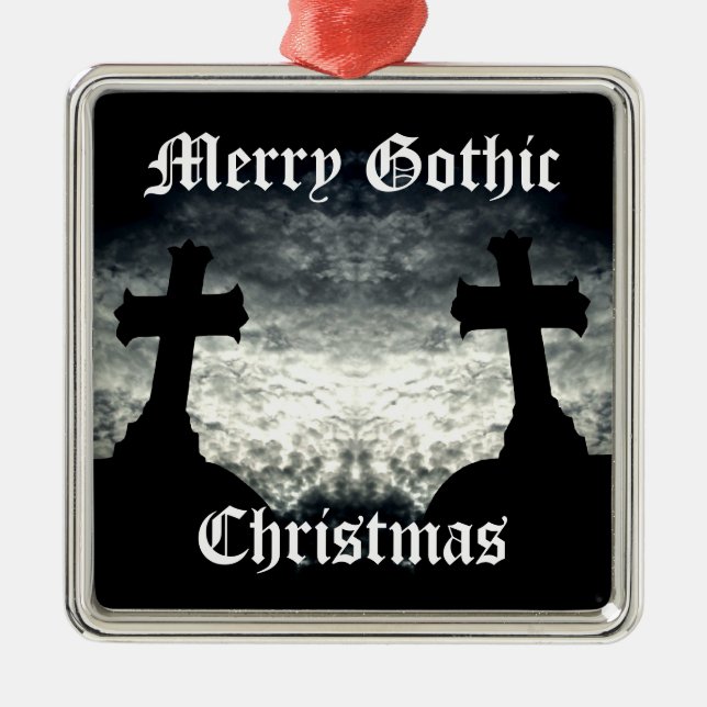 Adorno Metálico Dos cruces Navidades merry góticos (Frente)