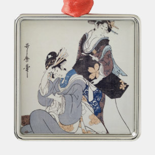 Adorno Metálico Dos figuras femeninas