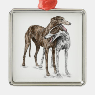 Adorno Metálico Dos Greyhound Friends Dog Art