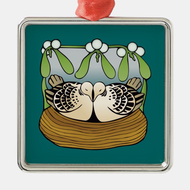 Adorno Metálico Dos palomas de la tortuga (Frente)