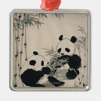 Adorno Metálico Dos pandas