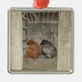 Adorno Metálico Dos vacas en un establo (por Eric Ravilious)