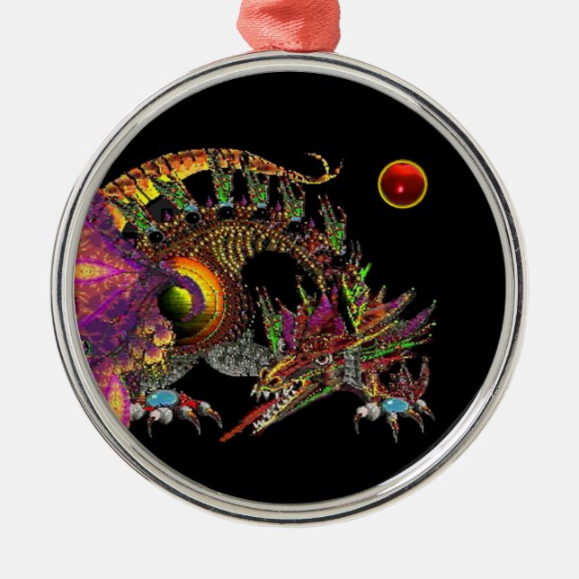 ADORNO METÁLICO DRAGO / FANTASY GOLD DRAGON IN PURPLE AND BLACK (Frente)