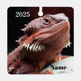 Adorno Metálico Dragón Barbudo Rojo Personalizado