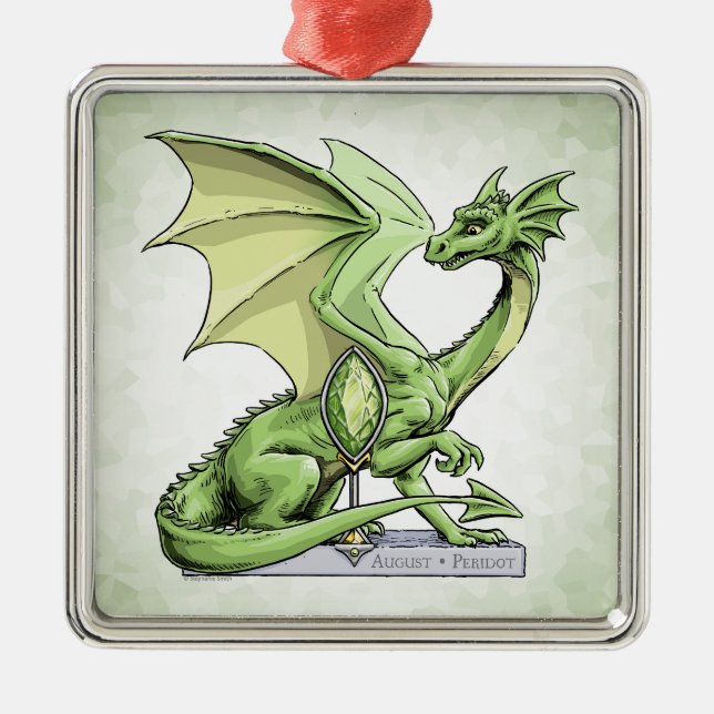 Adorno Metálico Dragón Birthstone de agosto: Peridot verde (Frente)