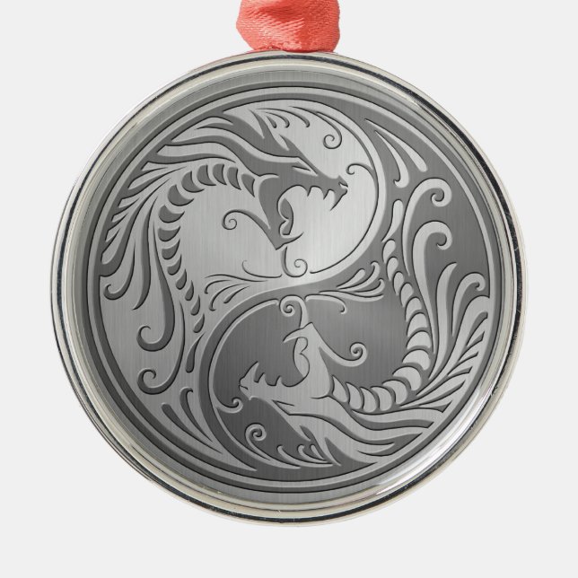 Adorno Metálico Dragones de Yin Yang del acero inoxidable (Frente)