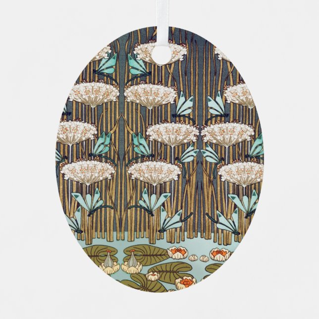 Adorno Metálico Dragonflies Water Lilies Marsh Art Nouveau (Anverso)