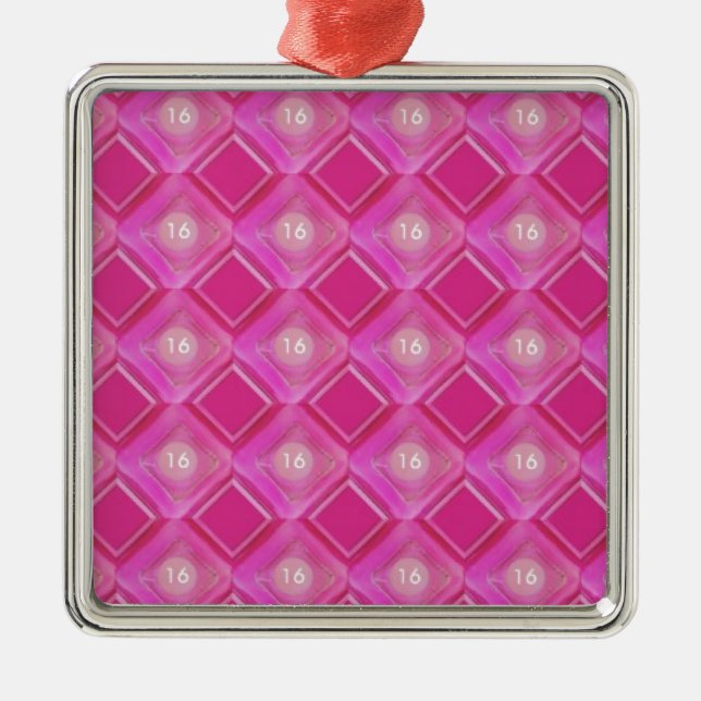 Adorno Metálico Dulce 16, número de diamantes rosados (Frente)