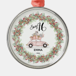 Adorno Metálico Dulce 16 Signature Script Coche Greenery Ornament