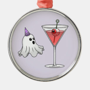 Adorno Metálico Dulce Fantasma de Halloween y Cóctel Espeluznante