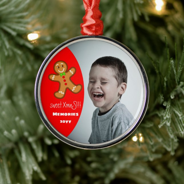 Adorno Metálico dulce Xma'S jingerbread man Personalizado YEAR Red (Árbol)