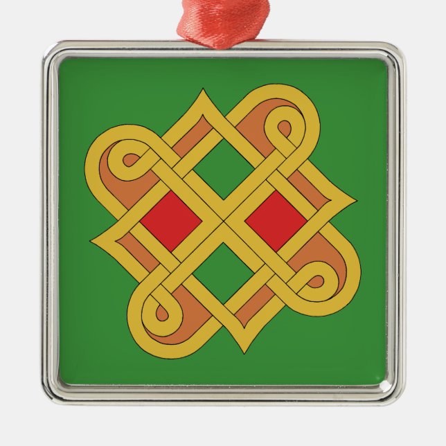 Adorno Metálico Durrow Knotwork 2016 rojo y verde (Frente)