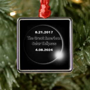 Adorno Metálico Eclipse solar con doble fecha 2024 & 2017