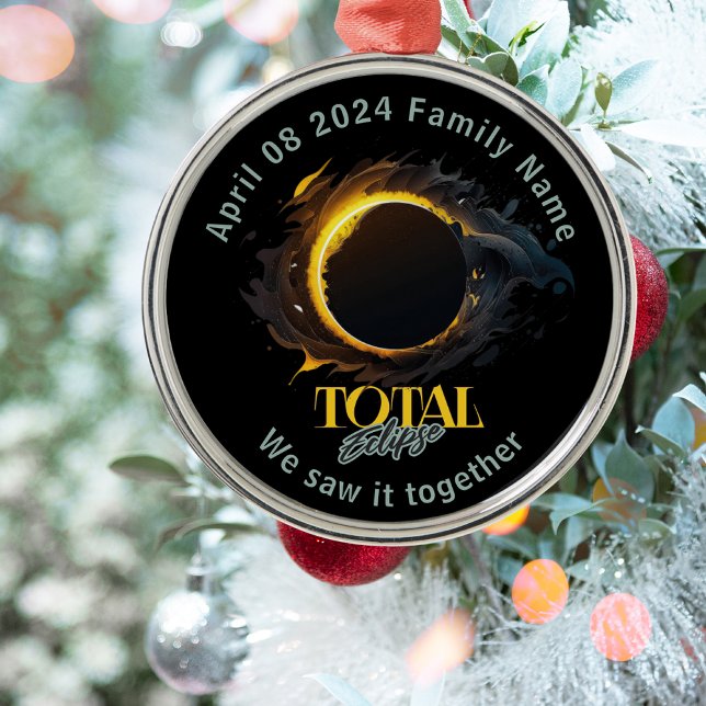 Adorno Metálico Eclipse solar total 2024 Abril 8 Regalo Keepsake (Subido por el creador)