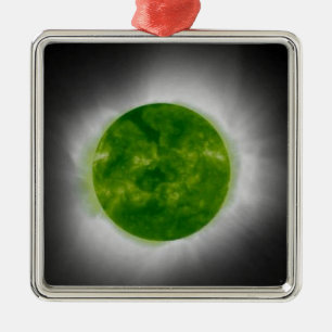 Adorno Metálico Eclipse solar total Corona verde