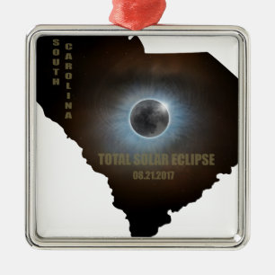 Adorno Metálico Eclipse solar total en esquema del mapa de