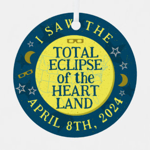 Adorno Metálico Eclipse solar total recuerdo del 8 de abril de 202
