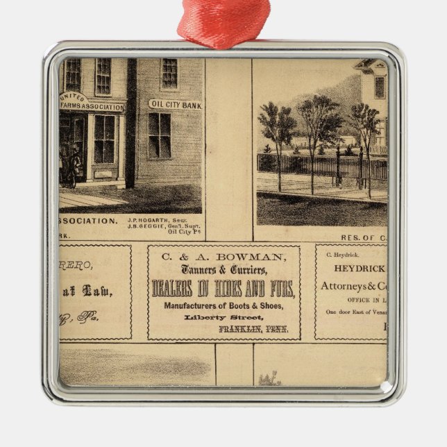 Adorno Metálico Edificios, ciudad del aceite, Franklin, granja de (Frente)