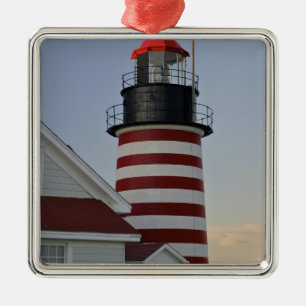Adorno Metálico EE. UU., Maine, Lubec. Faro de West Quoddy Head,
