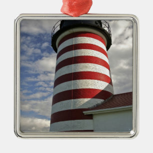 Adorno Metálico EE. UU., Maine, Lubec. Faro de West Quoddy Head