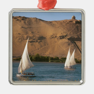 Adorno Metálico Egipto, Asuán, río Nilo, veleros Felucca,