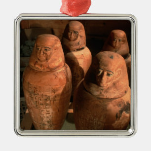 Adorno Metálico Egipto, jarras canópicas de la dinastía XXVI encon