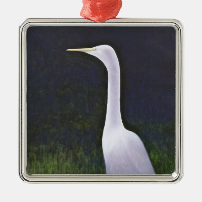 Adorno Metálico Egret blanco (Frente)