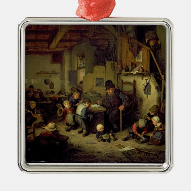 Adorno Metálico El amo de la escuela, c.1662 (aceite en el panel) (Frente)