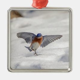 Adorno Metálico El Bluebird oriental bailando en la nieve