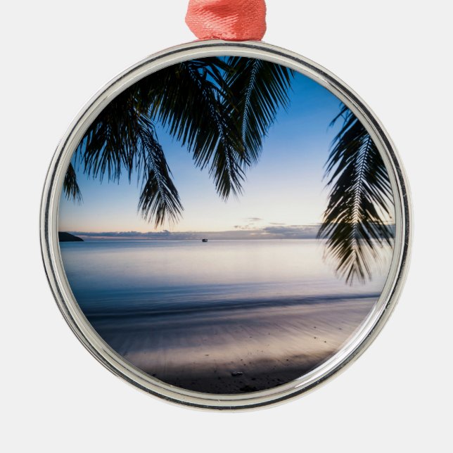 Adorno Metálico El cabo marino tropical de la puesta del sol, Fiji (Frente)