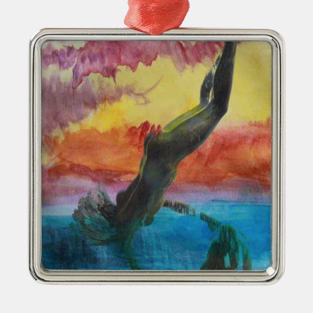 Adorno Metálico El chica y el delfín (Frente)