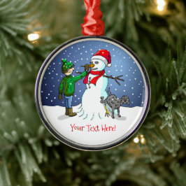 Adorno Metálico El chico hace un maravilloso muñeco de nieve