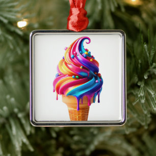 Adorno Metálico El clásico cono de helado vibrante de SlipperyJoe'