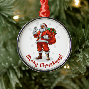 Adorno Metálico El clásico Santa Claus trae regalos de Navidad