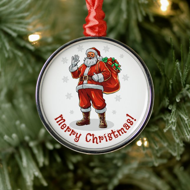 Adorno Metálico El clásico Santa Claus trae regalos de Navidad (Árbol)