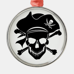 Adorno Metálico El cráneo del pirata con la cruz deshuesa el