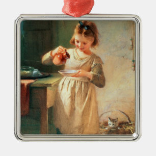 Adorno Metálico El desayuno del gatito