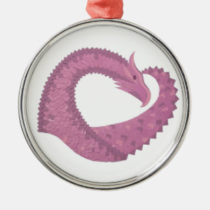 Adorno Metálico El dragón del corazón malva sobre blanco