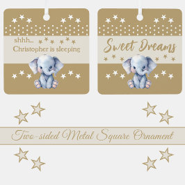 Adorno Metálico El elefante lindo shhh add name es marrón durmient