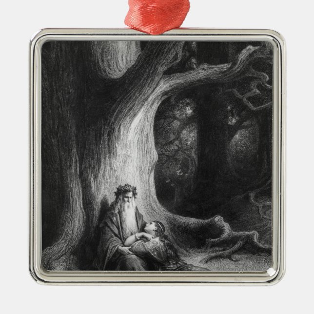 Adorno Metálico El Enchanter MERLIN y Vivien de hadas (Frente)