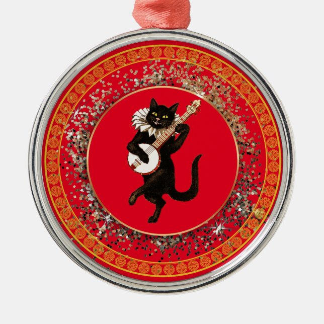 Adorno Metálico El gato musical (Frente)
