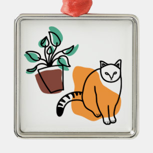 Adorno Metálico El gato y la planta