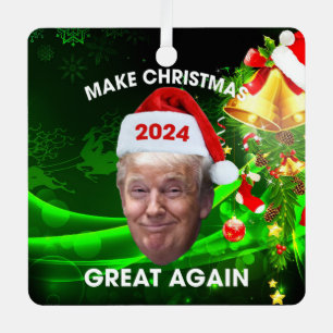 Adorno Metálico El gracioso Santa Trump 2024 vuelve a hacer grande