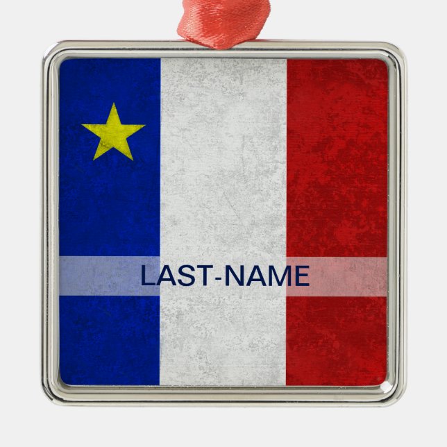 Adorno Metálico El Grunge apenado apellido acadiense de la bandera (Frente)